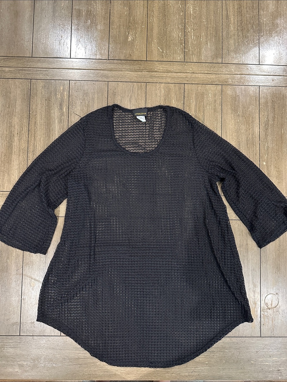 Jordan Taylor Black mesh cover up Tunic Top. Size L